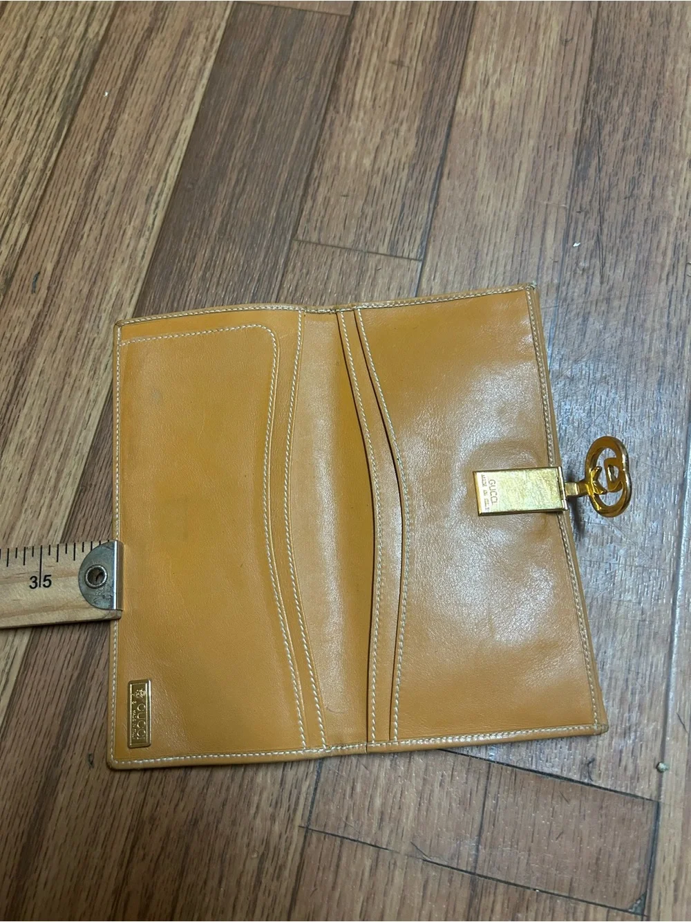 Gucci Beige and Tan Canvas Leather Wallet